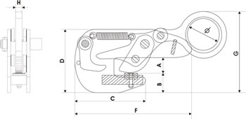 UCHWYT DO PRZENOSZENIA DWUTEOWNIK&Oacute;W Z BLOKADĄ TYP UPDX - WYMIAR
