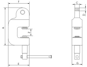 UCHWYT ŚRUBOWY TYP USB - WYMIAROWANIE