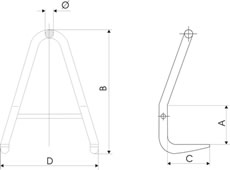 UUCHWYT WIDŁOWY DO PAKIET&Oacute;W BLACH TYP - UWB - WYMIAR